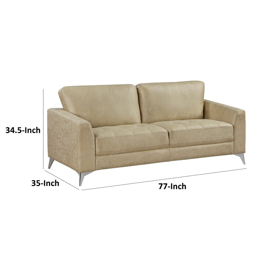 Casie Sofa | Sand Brown Microfiber Foam | Chrome Legs 77’’ BM338597