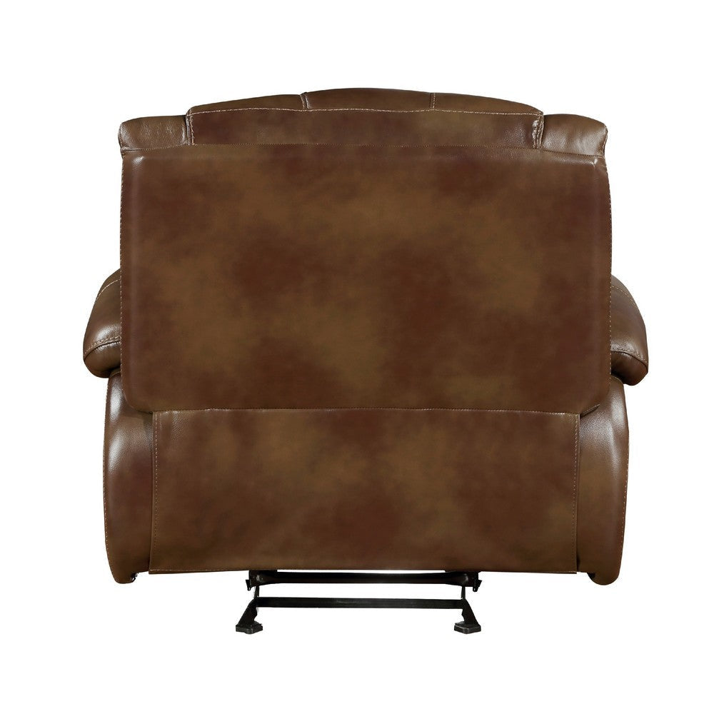 Licot Manual Glider Recliner Chair | Glossy Brown Top Grain Leather BM338598
