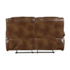 Licot Manual Double Recliner Loveseat | Glossy Brown Leather | 64’’ BM338599