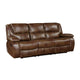 Licot Manual Double Recliner Sofa | Glossy Brown Leather | 87’’ BM338600