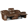 Licot Manual Double Recliner Sofa | Glossy Brown Leather | 87’’ BM338600