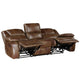 Licot Manual Double Recliner Sofa | Glossy Brown Leather | 87’’ BM338600