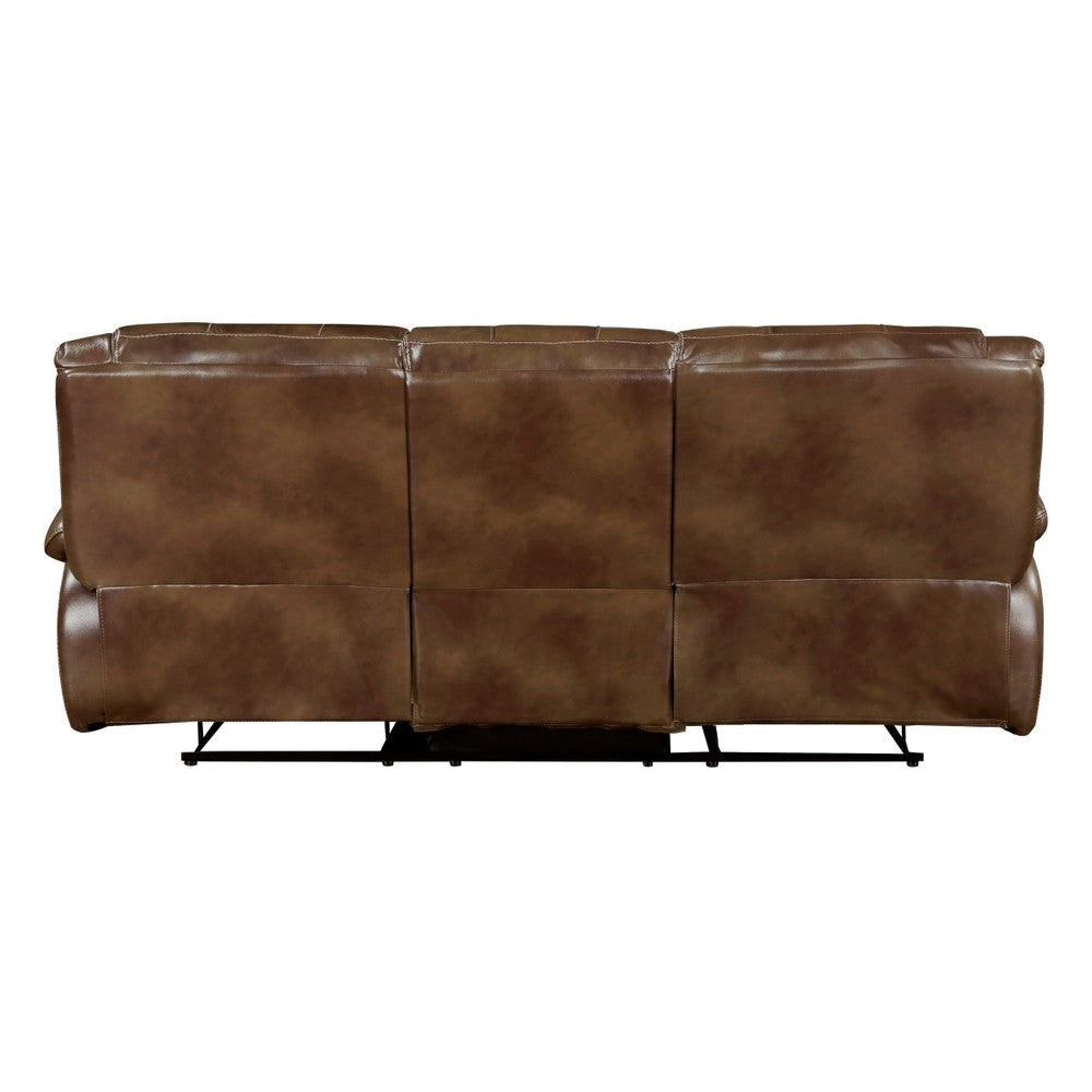 Licot Manual Double Recliner Sofa | Glossy Brown Leather | 87’’ BM338600