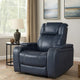 Ezia Power Reclining Chair | Power Headrest | Storage | Blue Leather BM338601