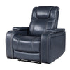 Ezia Power Reclining Chair | Power Headrest | Storage | Blue Leather BM338601