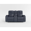 Ezia Power Double Recliner Loveseat | Console | Blue Leather | 74’’ BM338602