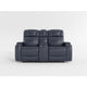 Ezia Power Double Recliner Loveseat | Console | Blue Leather | 74’’ BM338602