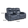 Ezia Power Double Recliner Loveseat | Console | Blue Leather | 74’’ BM338602