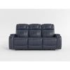 Ezia Power Double Reclining Sofa | Storage Arms | Blue Leather | 84’’ BM338603