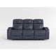 Ezia Power Double Reclining Sofa | Storage Arms | Blue Leather | 84’’ BM338603
