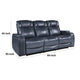 Ezia Power Double Reclining Sofa | Storage Arms | Blue Leather | 84’’ BM338603