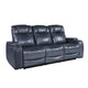 Ezia Power Double Reclining Sofa | Storage Arms | Blue Leather | 84’’ BM338603