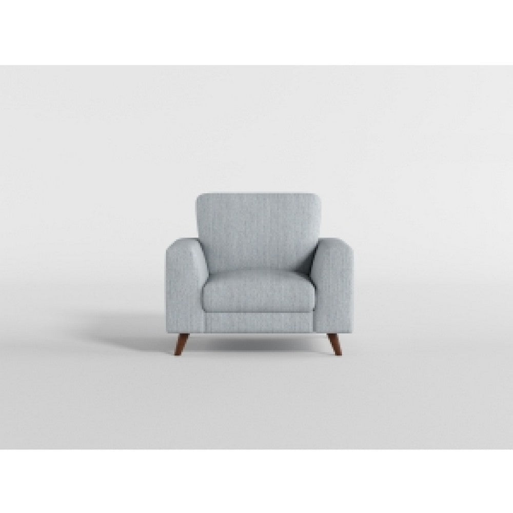 Ricca Armchair | Blue Gray Chenille | Foam | Angled Brown Wood Legs BM338604