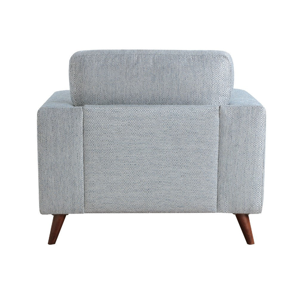 Ricca Armchair | Blue Gray Chenille | Foam | Angled Brown Wood Legs BM338604