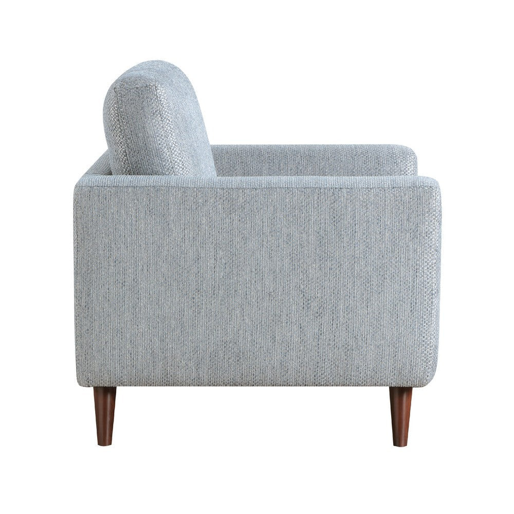 Ricca Armchair | Blue Gray Chenille | Foam | Angled Brown Wood Legs BM338604