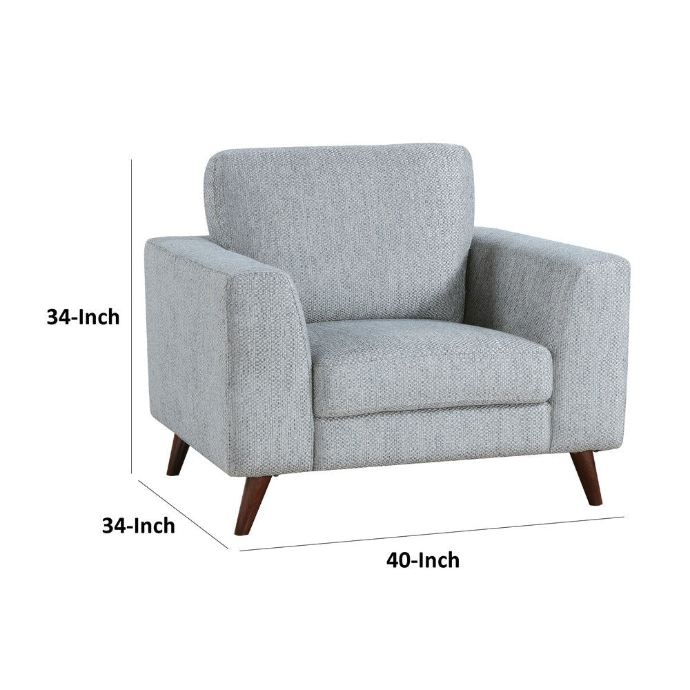 Ricca Armchair | Blue Gray Chenille | Foam | Angled Brown Wood Legs BM338604