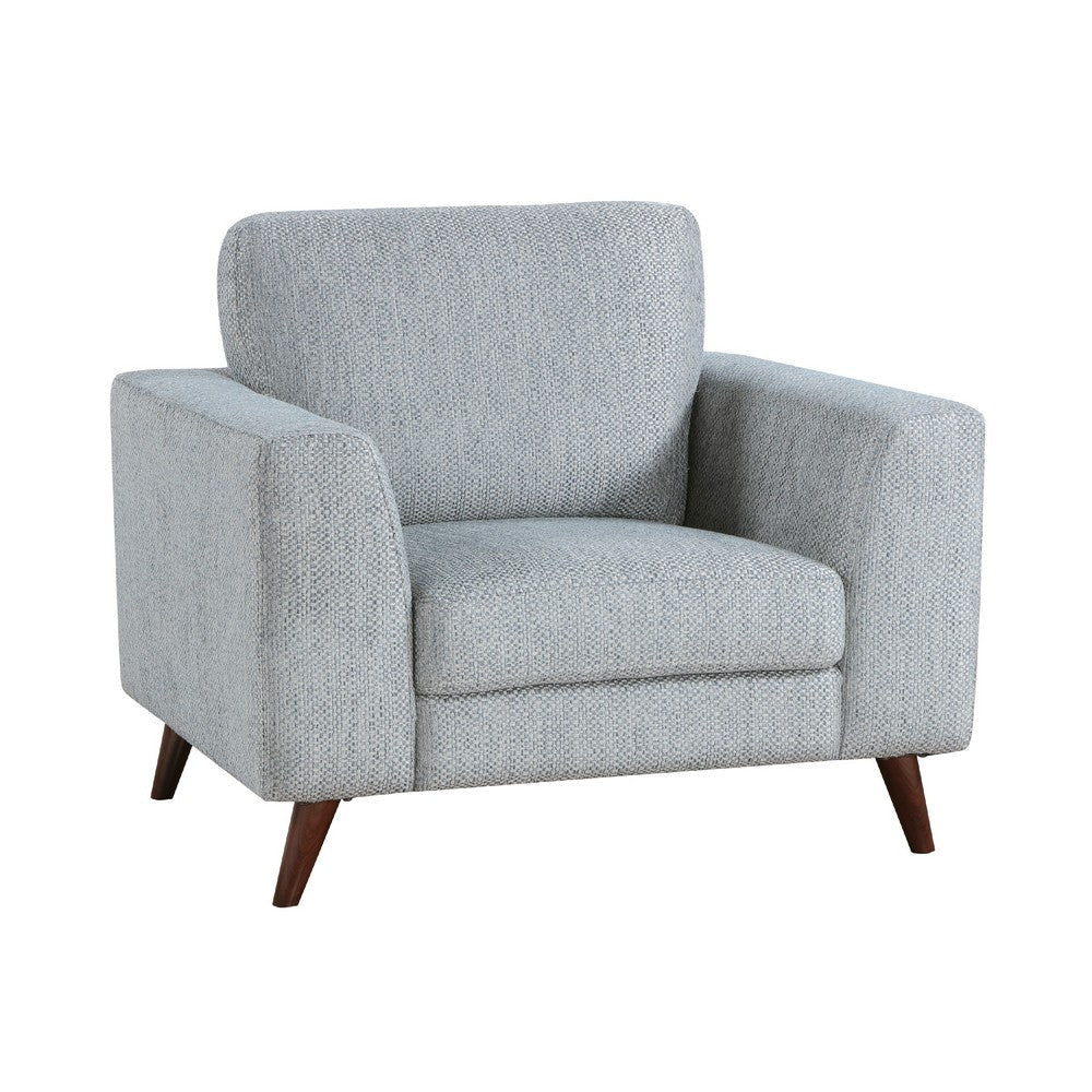 Ricca Armchair | Blue Gray Chenille | Foam | Angled Brown Wood Legs BM338604