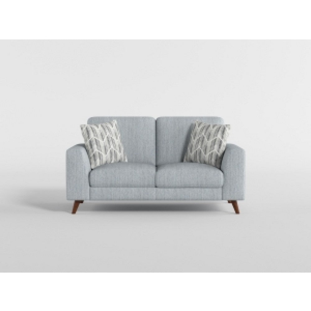 Ricca Loveseat with 2 Pillows | Blue Gray Chenille | Brown Legs | 64’’ BM338605