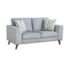 Ricca Loveseat with 2 Pillows | Blue Gray Chenille | Brown Legs | 64’’ BM338605