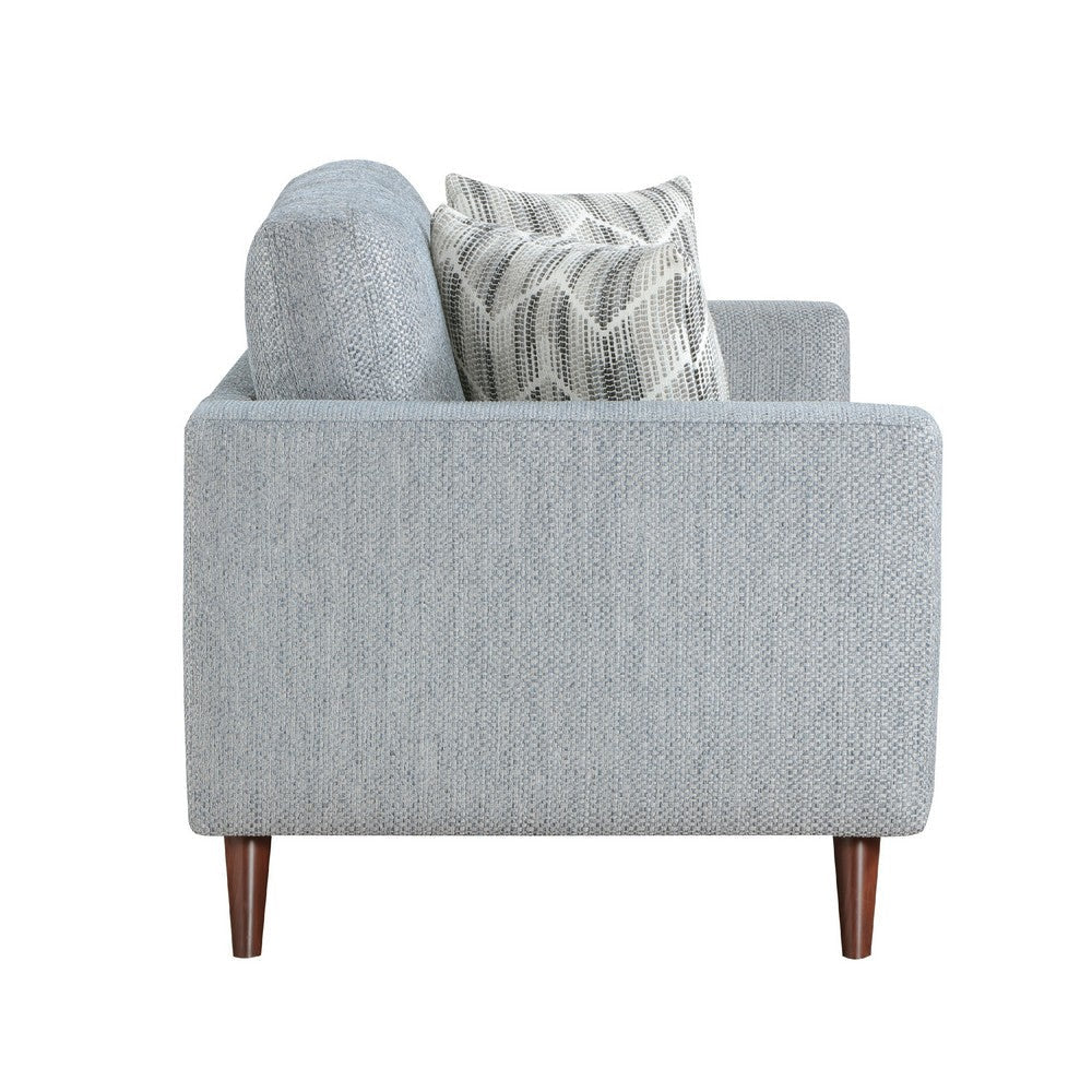 Ricca Loveseat with 2 Pillows | Blue Gray Chenille | Brown Legs | 64’’ BM338605