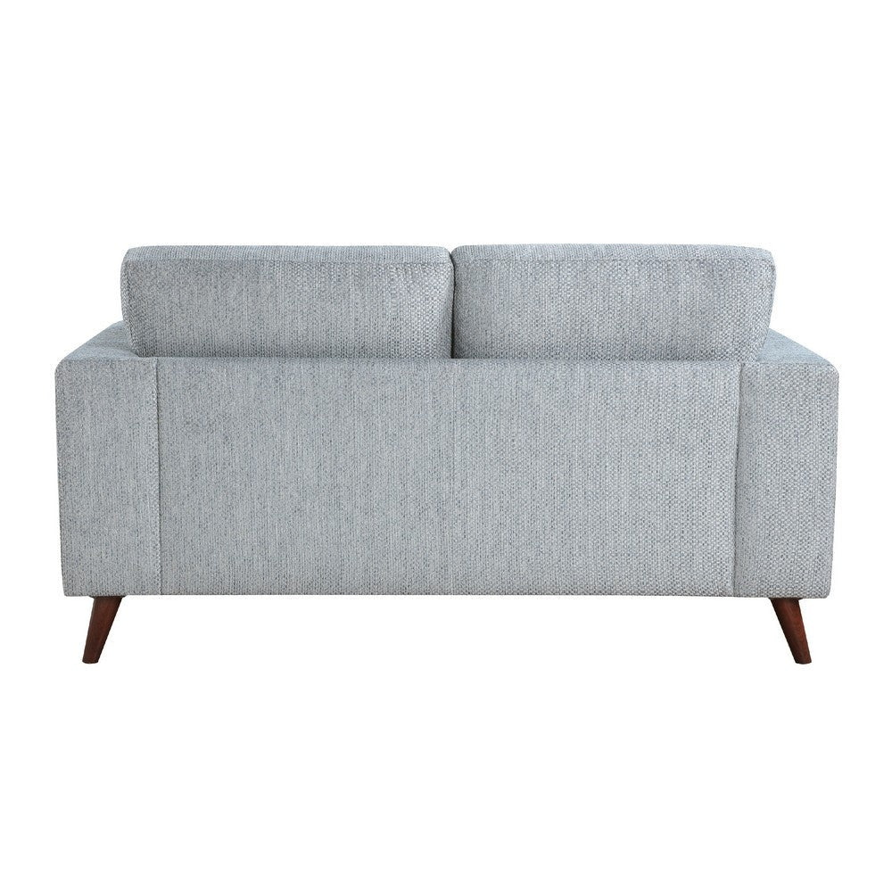 Ricca Loveseat with 2 Pillows | Blue Gray Chenille | Brown Legs | 64’’ BM338605