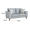 Ricca Loveseat with 2 Pillows | Blue Gray Chenille | Brown Legs | 64’’ BM338605