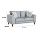 Ricca Loveseat with 2 Pillows | Blue Gray Chenille | Brown Legs | 64’’ BM338605
