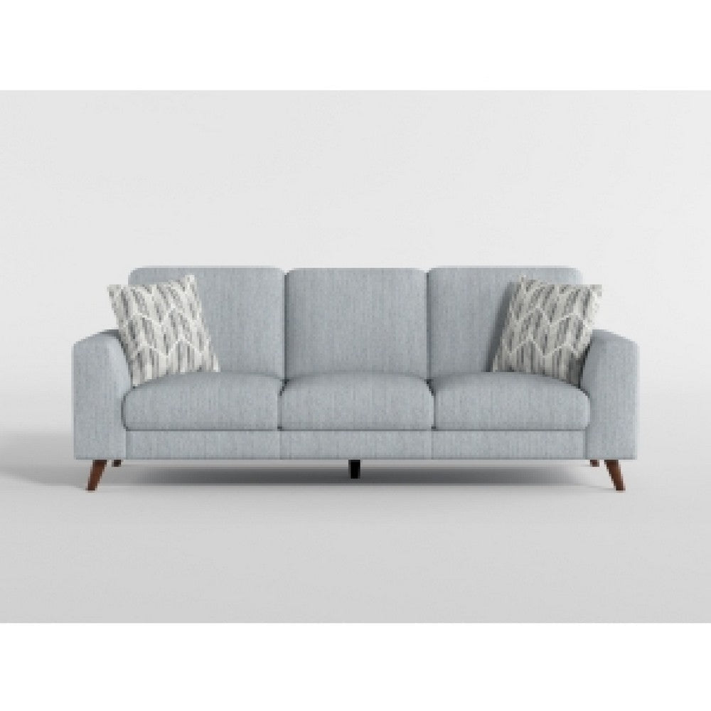 Ricca Sofa with 2 Pillows | Blue Gray Chenille | Brown Legs | 87’’ BM338606