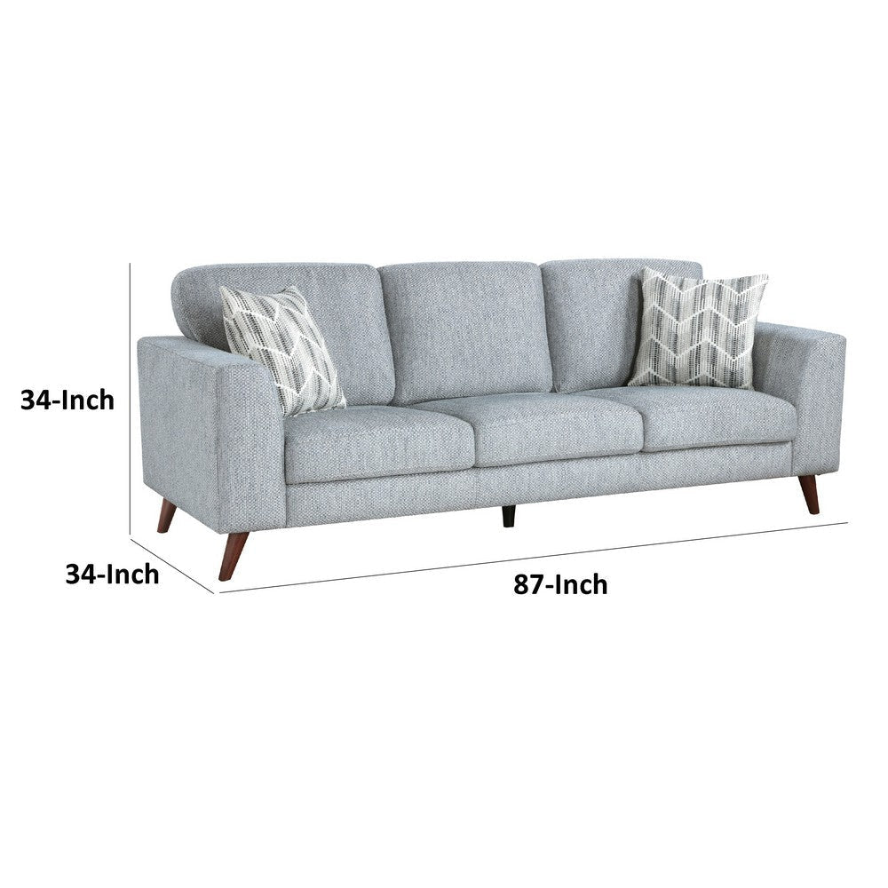 Ricca Sofa with 2 Pillows | Blue Gray Chenille | Brown Legs | 87’’ BM338606