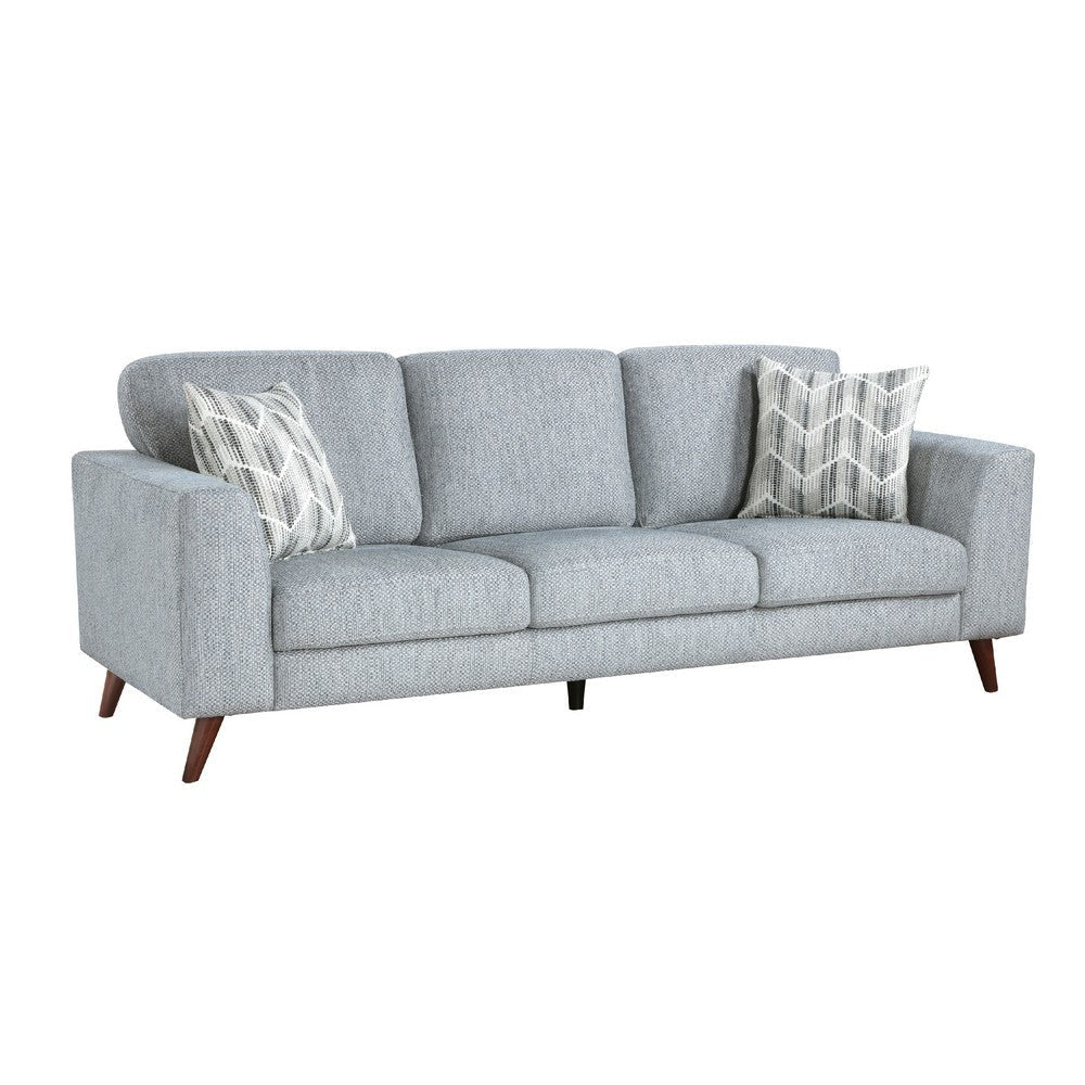 Ricca Sofa with 2 Pillows | Blue Gray Chenille | Brown Legs | 87’’ BM338606