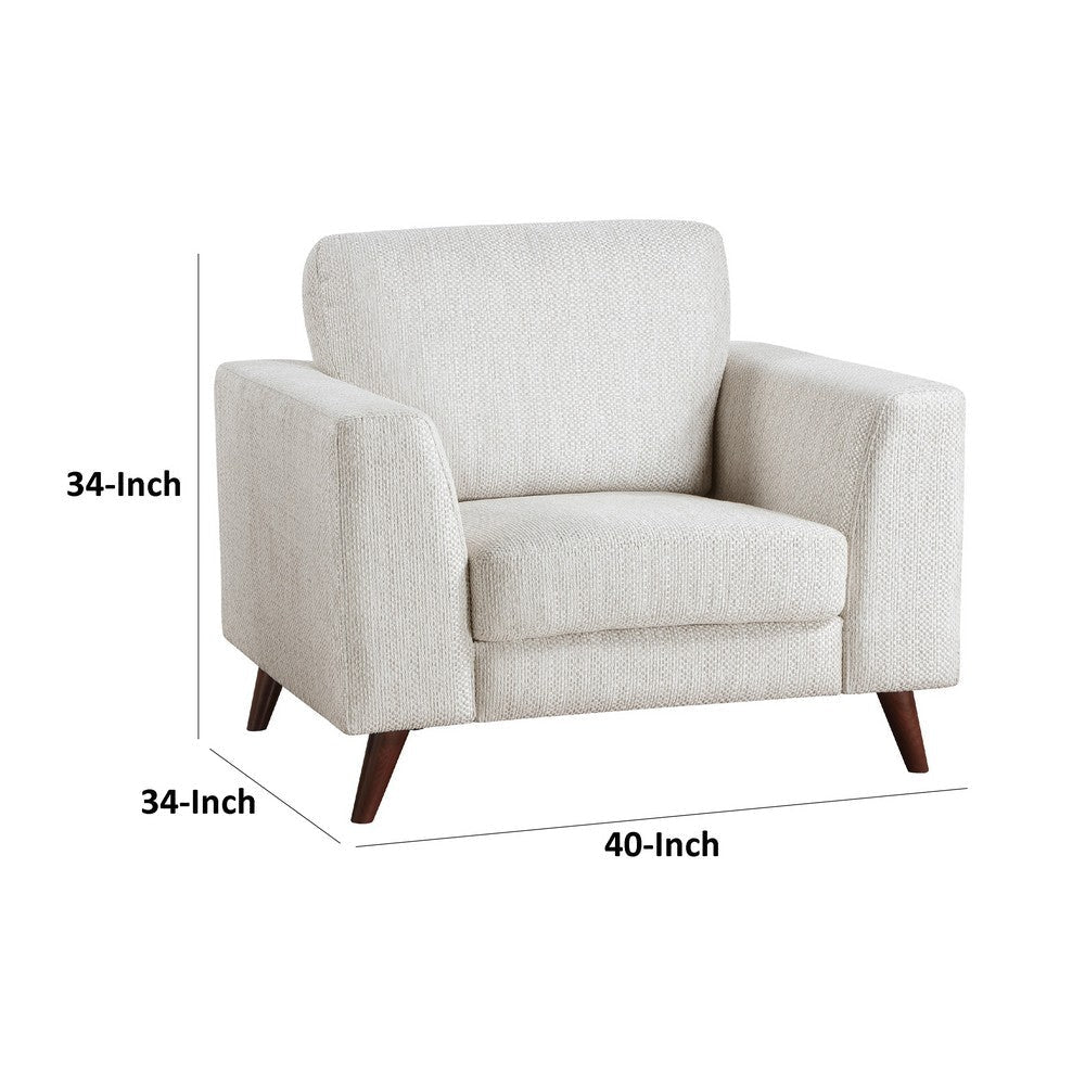 Ricca Armchair | Cloud White Chenille | Foam | Angled Brown Wood Legs BM338607