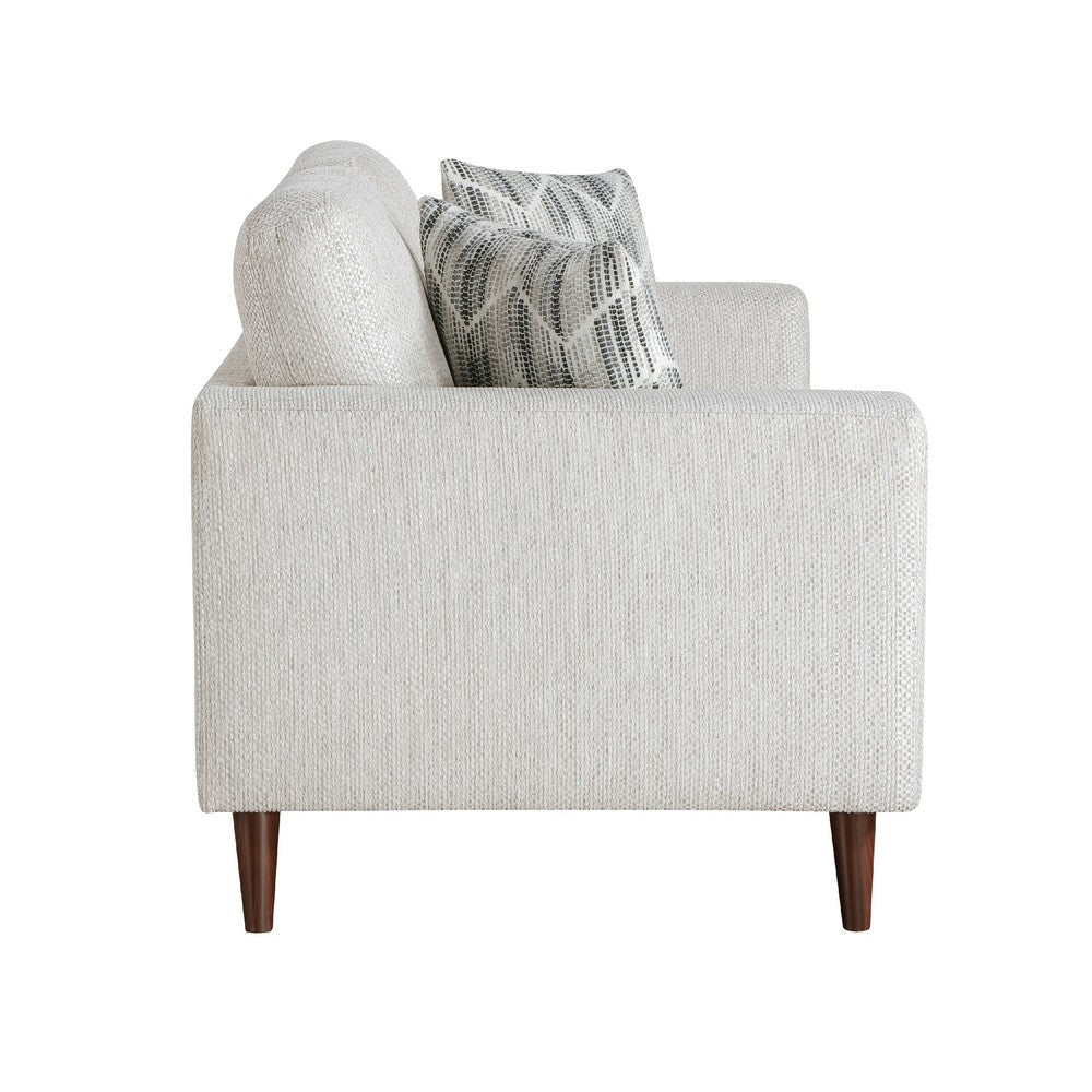 Ricca Loveseat with 2 Pillows | Cloud White Chenille | Wood | 64’’ BM338608