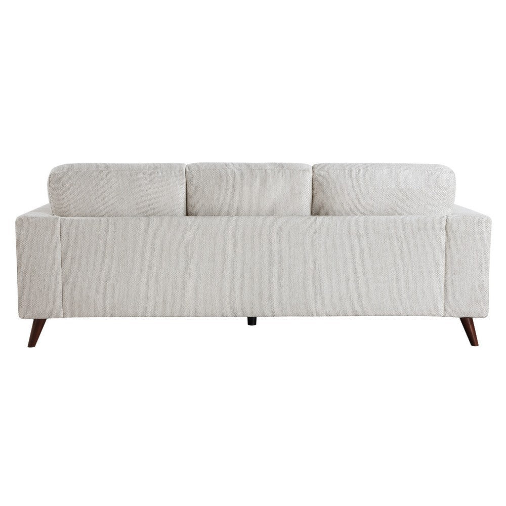 Ricca Sofa with 2 Pillows | Cloud White Chenille | Brown Legs | 87’’ BM338609