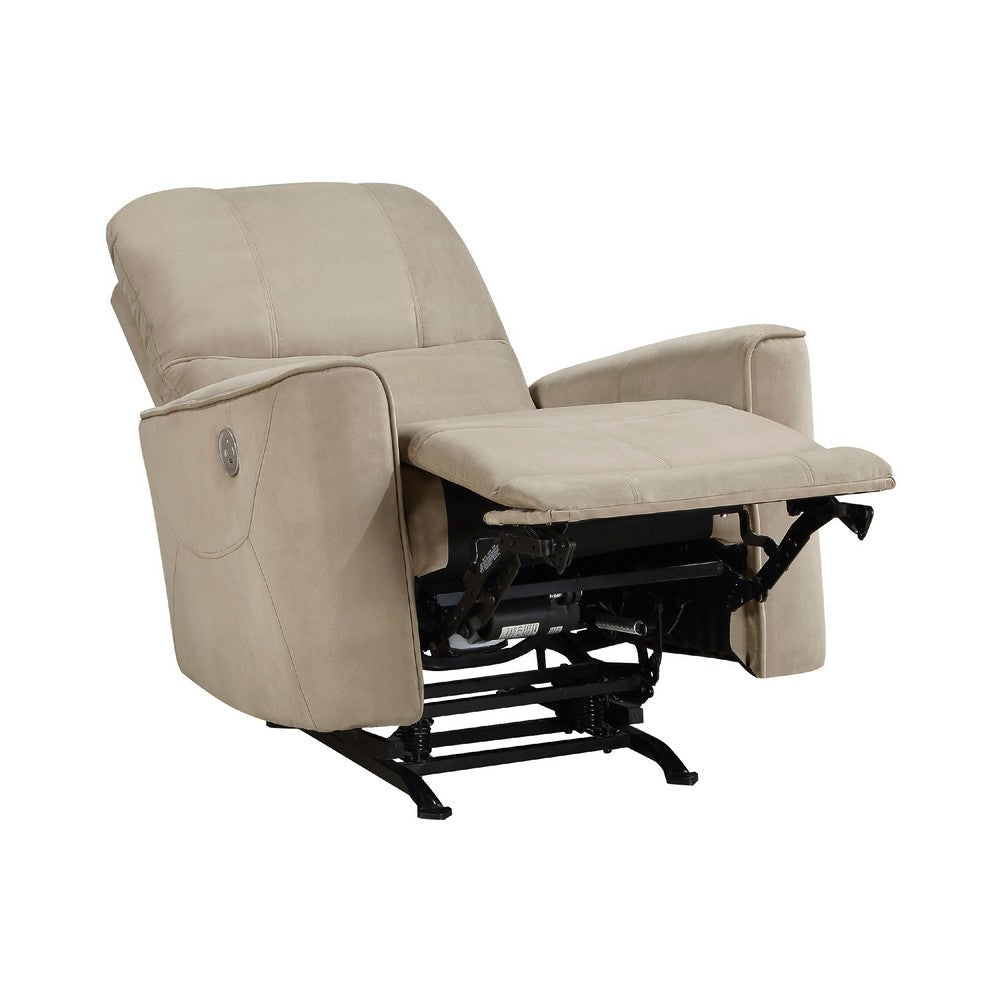 Erten Power Rocker Recliner Chair | Light Brown Velvet | Solid Wood BM338610