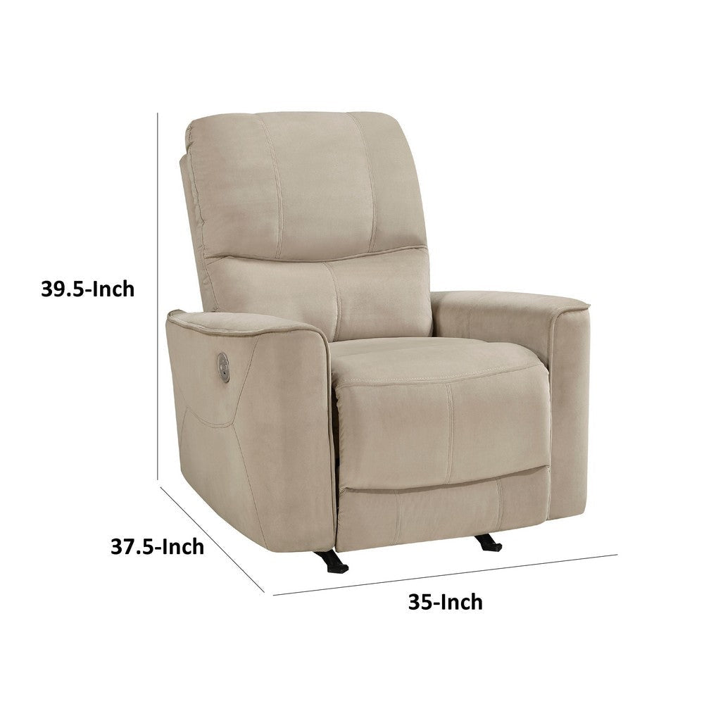 Erten Power Rocker Recliner Chair | Light Brown Velvet | Solid Wood BM338610