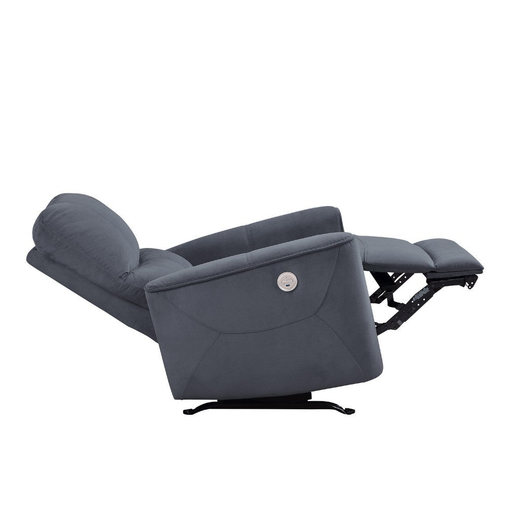 Erten Power Rocker Reclining Chair | Dark Gray Velvet | Solid Wood BM338611