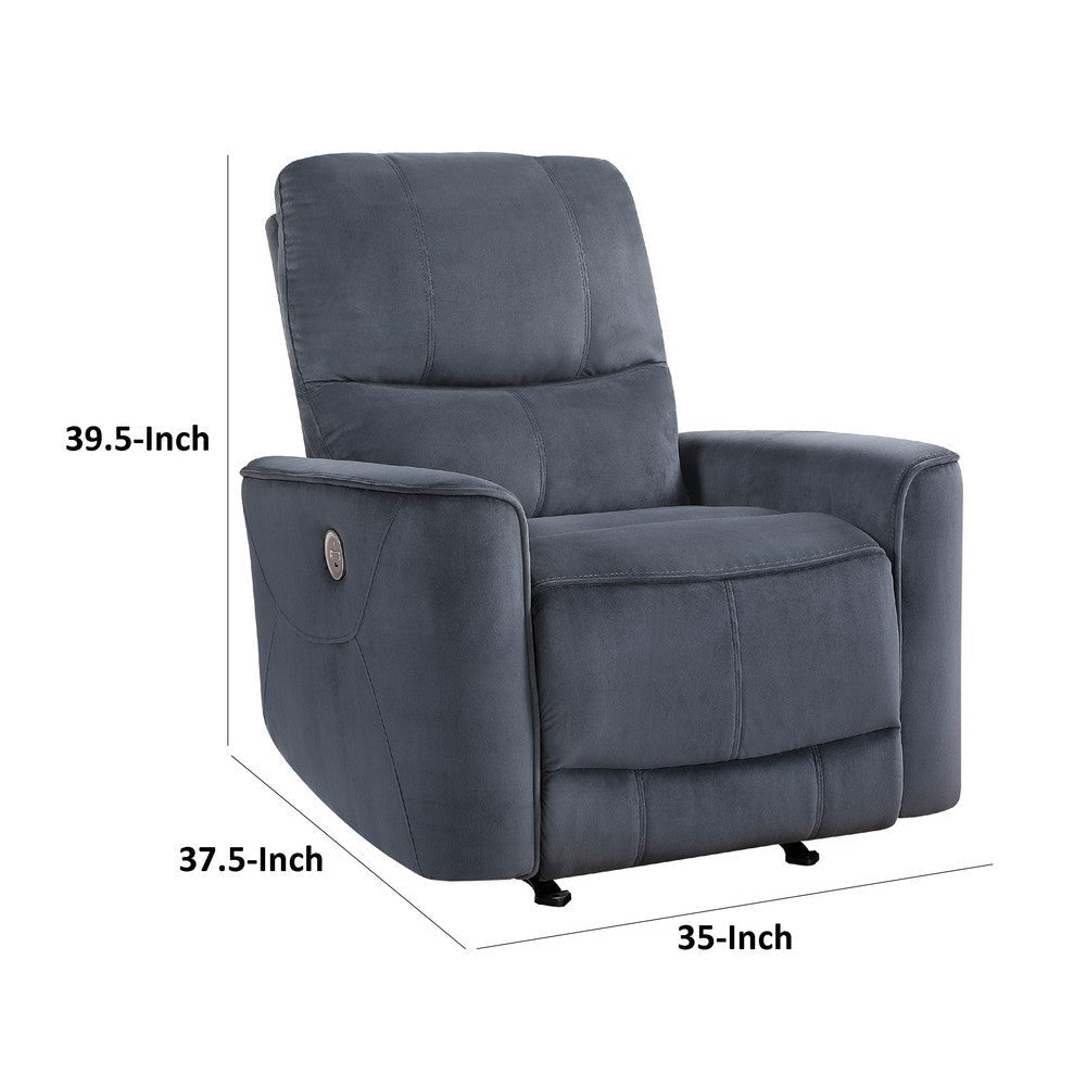 Erten Power Rocker Reclining Chair | Dark Gray Velvet | Solid Wood BM338611