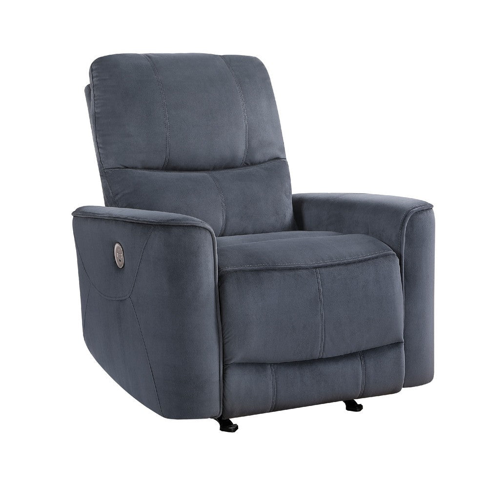 Erten Power Rocker Reclining Chair | Dark Gray Velvet | Solid Wood BM338611