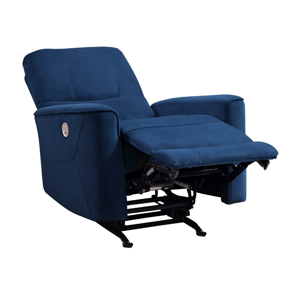Erten Power Rocker Reclining Chair | Navy Blue Velvet | Solid Wood BM338612