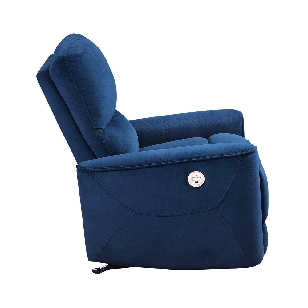 Erten Power Rocker Reclining Chair | Navy Blue Velvet | Solid Wood BM338612