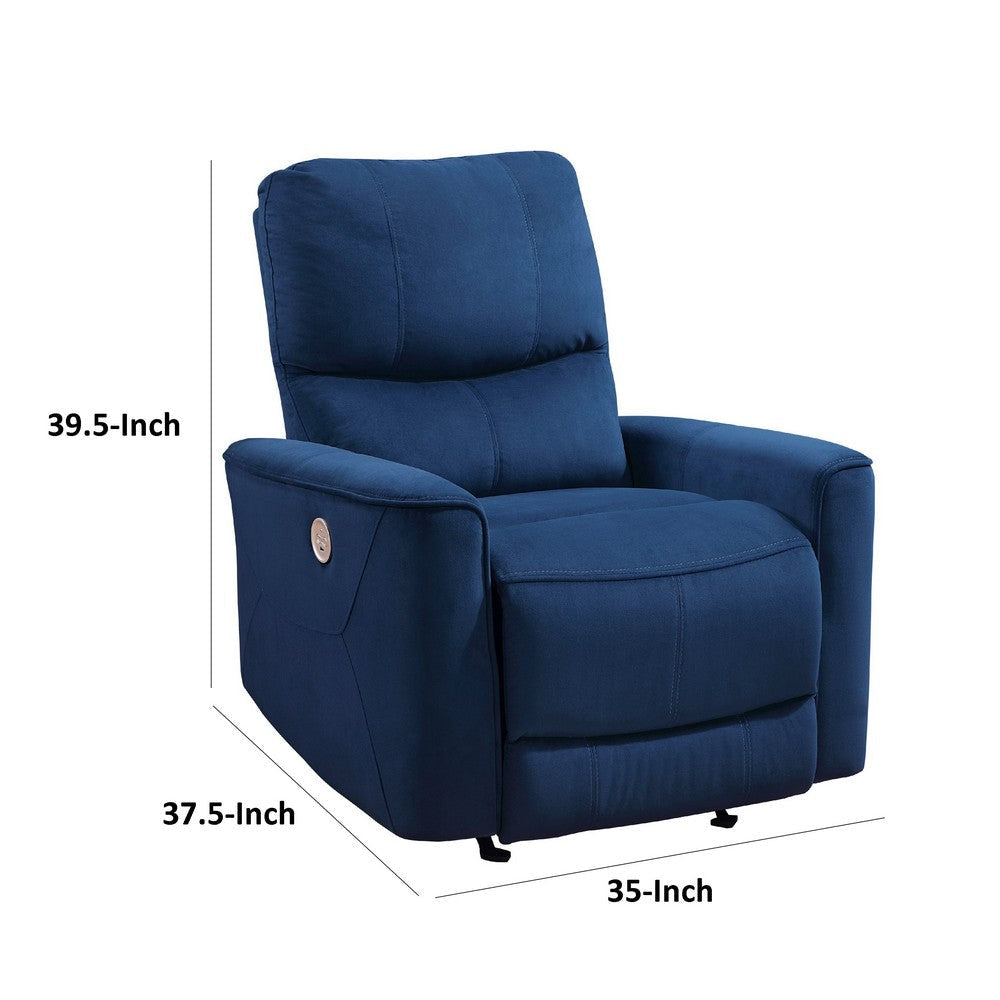 Erten Power Rocker Reclining Chair | Navy Blue Velvet | Solid Wood BM338612