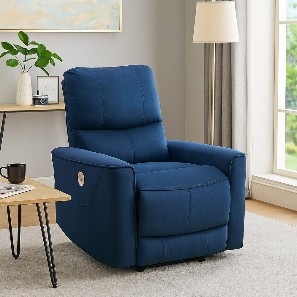 Erten Power Rocker Reclining Chair | Navy Blue Velvet | Solid Wood BM338612