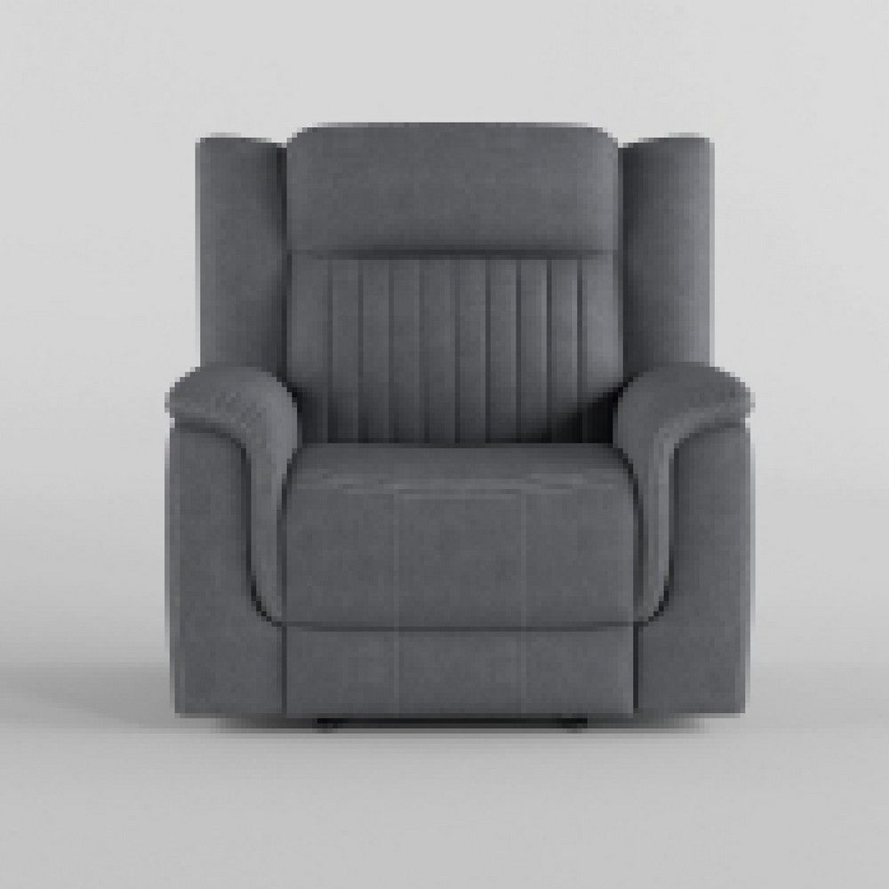 Lenny Manual Reclining Chair | Gray Microfiber | Foam Cushioning BM338613