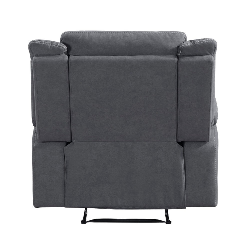 Lenny Manual Reclining Chair | Gray Microfiber | Foam Cushioning BM338613