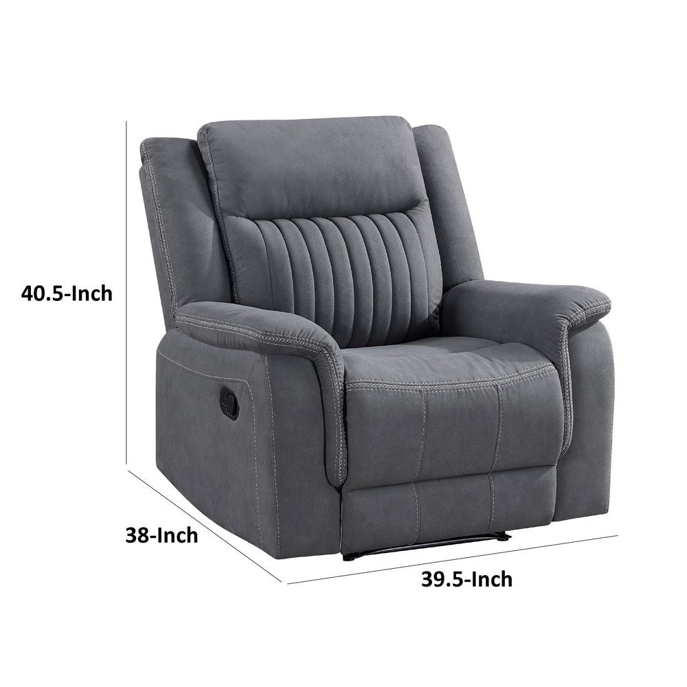 Lenny Manual Reclining Chair | Gray Microfiber | Foam Cushioning BM338613