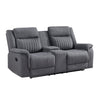 Lenny Manual Reclining Loveseat | Cup Holders | Gray Microfiber | 75’’ BM338614