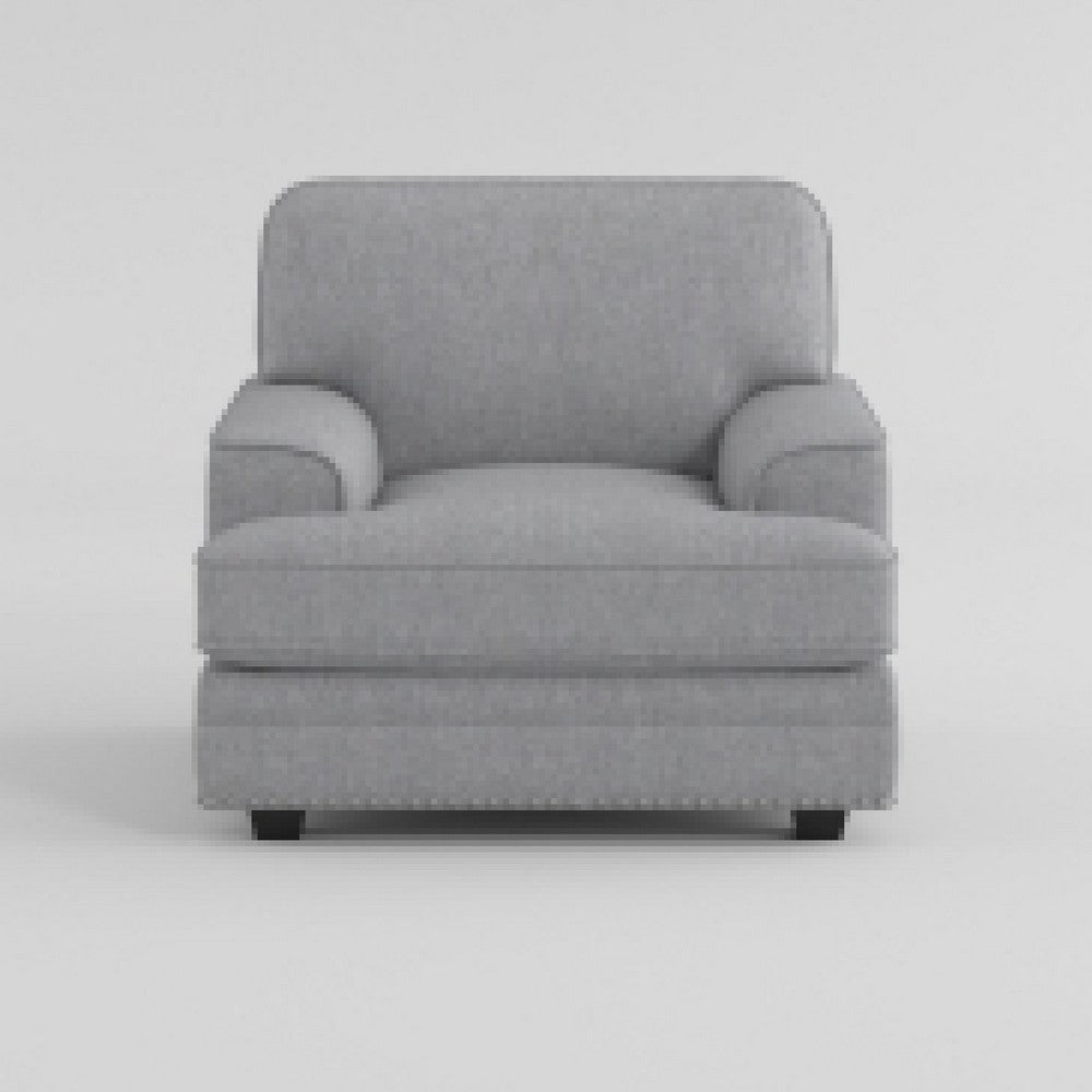 Brady Accent Armchair | Gray Chenille | Nailhead Trim | Black Legs BM338616