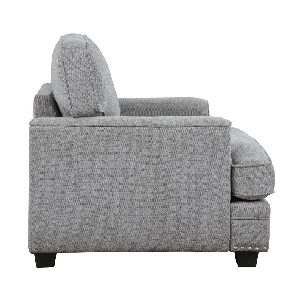 Brady Accent Armchair | Gray Chenille | Nailhead Trim | Black Legs BM338616