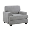 Brady Accent Armchair | Gray Chenille | Nailhead Trim | Black Legs