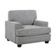 Brady Accent Armchair | Gray Chenille | Nailhead Trim | Black Legs